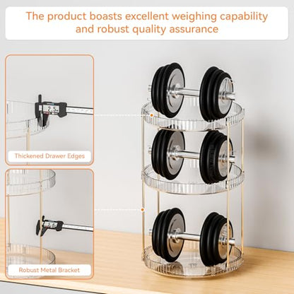 Acrylic 360 Rotating Makeup Organizer and Perfume Organizer,3 Tier Make Up Holder and Acrylic Skincare Organizers for Countertop,Vanity,Bathroom,Clear Spinning Beauty Organizer for Face Product - size: 3 Tier