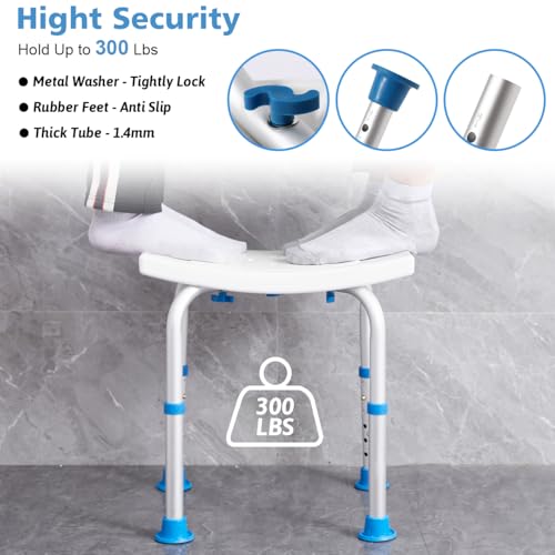 FSA/HSA Eligible Shower Chair for Inside Shower, Shower Stool for Insidetub, Tool-Free Assembly Shower Seat for Bathtub, Shower Bath Chairs for Seniors/Disabled by SOUHEILO