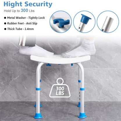 FSA/HSA Eligible Shower Chair for Inside Shower, Shower Stool for Insidetub, Tool-Free Assembly Shower Seat for Bathtub, Shower Bath Chairs for Seniors/Disabled by SOUHEILO