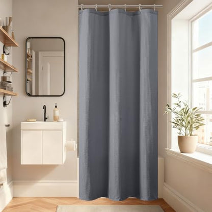 Aiyufeng Waterproof Fabric Shower Curtains for Bathroom，Dot Like Embossed Textured Soft Polyester Cloth Stall Shower Curtain，Hotel Luxury Quality Machine Washable，36Wx72L，Grey - color: Grey, size: 36"W x 72"L (Pack of 1)