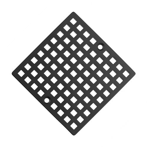 Square Shower Drain Cover, 4 Inch, SUS304 Stainless Steel, Hair Catcher Filter (Matte Black) - color: Matte Black