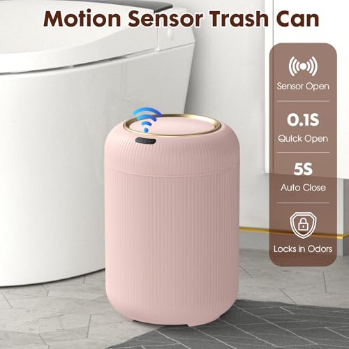 Procade Automatic Motion Sensor Bathroom Trash Can with Lid, 3 Gallon Touchless Trash Bin, Smart Plastic Garbage Can, Mini Pink Wastebasket for Toilet, Office, rv, Bedroom, Living Room - color: Pink