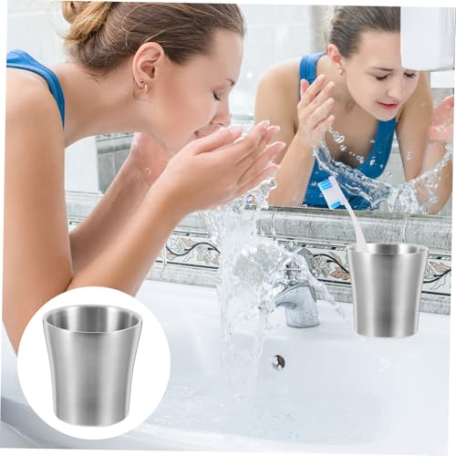 Stainless Steel Toothbrush Holder Cup Travel Tumbler for Bathroom Use Lightweight Metal Rinse Mug Simple Silver for Men Women and Students