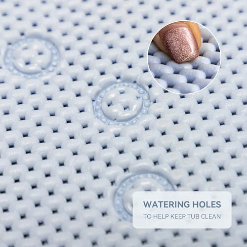 Bathtub Mat Non Slip 36'' X 17'', Soft Foam Bath Mat for Tub, Bathtub Mat with Drain Holes, Suction Cups Shower Mat (Cement Blue, 36''X17'')