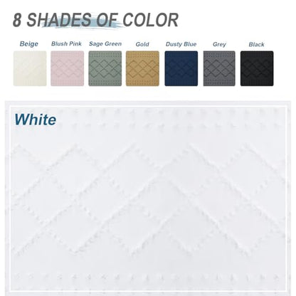 White Stall Boho Shower Curtain, Modern Tufted Plaid Striped Narrow Half Size Fabric Shower Curtain, Farmhouse Tufted Textured Shower Curtains for Bathroom, 36" Wx72 L - color: White, size: 36"W x 72"L (Pack of 1)