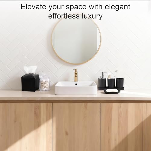 Bathroom Accessories Set with Shower Curtain Tissue Box Squeegee | with Tissue Box, Squeegee, Trash Can, Toilet Brush Set, Soap Dispenser Toothbrush Holder Set, Tray, Q-tip Holder - size: Bath Set Tissue Box Squeegee