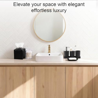 Bathroom Accessories Set with Shower Curtain Tissue Box Squeegee | with Tissue Box, Squeegee, Trash Can, Toilet Brush Set, Soap Dispenser Toothbrush Holder Set, Tray, Q-tip Holder - size: Bath Set Tissue Box Squeegee