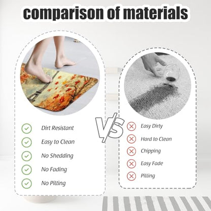Bathroom Runner Mat Rugs Long,Eiffel Tower Maple Leaf Autumn pattern Diatomite Stone Bath Mat Large Absorbent Diatomaceous Earth Mat Non Slip Fast Dry Shower Mat Bathroom Rugs Floor Mat 16x42in - color: Design08