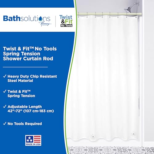Kenney KN609L/52 Twist & Fit No Tools Spring Tension Standard Shower Curtain Rod with Non-Slip, Non-Scratch Ends, 42-72" Adjustable Length, Easy Install, Sage, 1" Diameter Rust Resistant Steel Tube - color: Sage