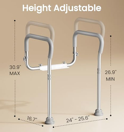 HOMLAND Toilet Safety Rails for Seniors, 350LB Aluminum Toilet Handle | Adjustable Height & Width, Soft Padded Handles, Anti-Slip Rubber Feet, Toilet Safety Frame, Toilet Grab Bars For Elderly