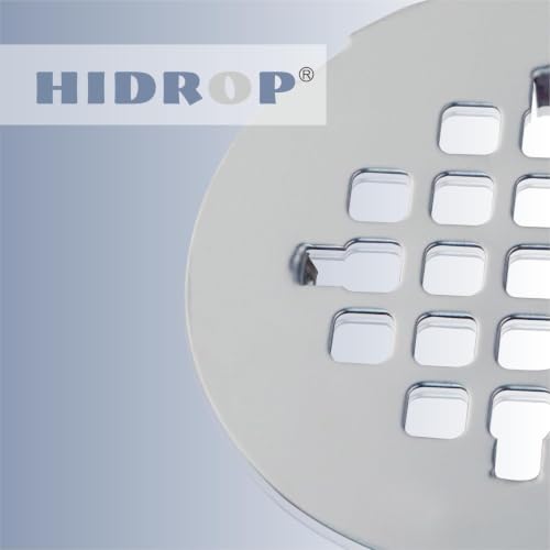HIDROP Chrome Plated Snap-in Shower Floor Drain Cover, 4-1/4" OD Round Grid | Stainless Steel Bathroom Drain Cover, Shower Drain Cap Replacement, Hair Catcher, Easy-to-Install, Bathroom Shower Strainer - color: Chrome