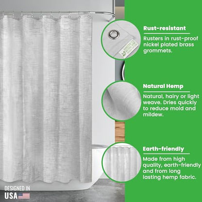 Bean Products White Hemp Narrow Shower Stall Curtain Liner - 36x74 | Non Toxic, Eco Friendly, Mildew Resistant Cloth Shower Cutain Liner - Washable, Quick Dry, Breathable, Odor Free, No Plastic - color: Hemp White, size: 36"W x 74"L (Pack of 1)