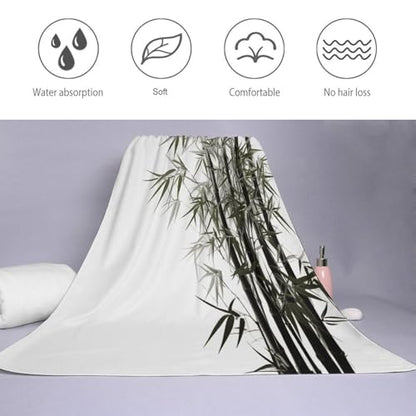 Soft and Comfortable Asian Bamboo Bath Towels Absorbent Bath Towel for Everyday Use Lightweight Quicker to Dry Towel for Bathroom Pool Shower Travel Towel for Adults