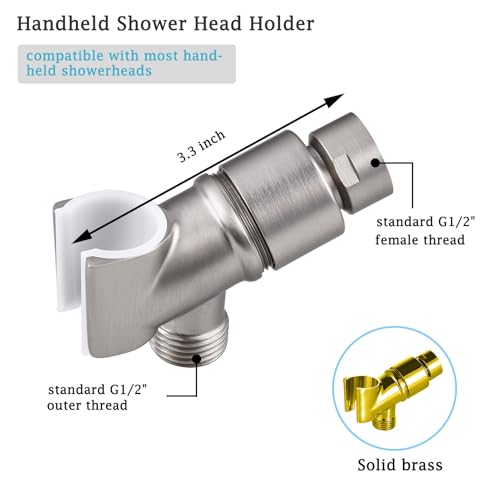 All Metal Handheld Shower Head Holder, Adjustable Shower Wand Holder with Brass Pivot Ball，Shower Arm Holder Mount for Connecting Shower Arm and Shower Hose，Nickel - color: Nickel