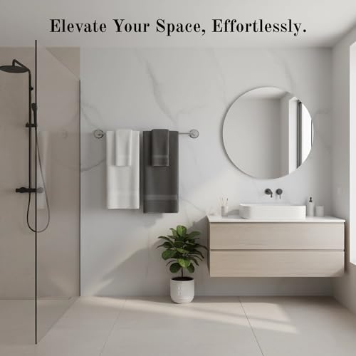 Suction Cup Towel Bar 17-28 Inch Adjustable Retractable Stainless Steel Towel Rack for Bathroom, RV & Renters - No Drill Heavy Duty Wall Mounted Holder, Removable for Glass & Tile (1, Silver) - color: Silver