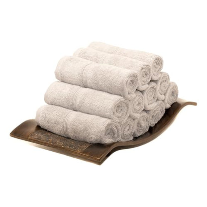 Mosobam Luxury Turkish Washcloths, 12 Pack, 13 x 13 in, 700 GSM, Light Gray | 12 washcloth face towels, 13 x 13 in, 700 GSM bamboo-viscose and Turkish cotton blend, plush, absorbent and woven in Turkey - color: Light Gray, size: Washcloths, Set of 12