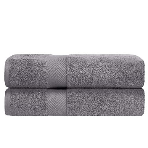Zero-Twist Towel Collection, Luxurious Cotton Oversized Bath Sheet Towel, 34" x 68", 2-Pieces, Absorbent and Fast-Drying, Solid, Grey - color: Grey, size: Bath Sheet 2-Pack