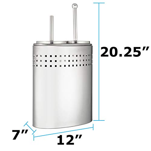 Blue Donuts Toilet Brush and Plunger Set with Holder, Modern Chrome Bathroom Accessories Toilet Plunger and Toilet Bowl Brush Combo - color: Chrome