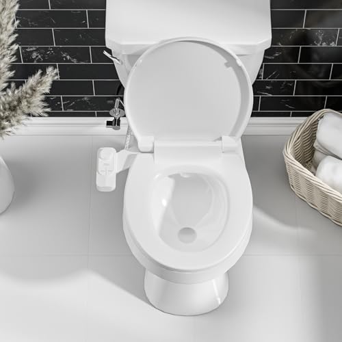 SAMODRA Non-Electric Bidet Attachment for Toilet – Self-Cleaning Dual Nozzle (Frontal & Rear Wash), Adjustable Water Pressure, Fits Most Toilets, Easy Installation (Classic White) - color: Classic White