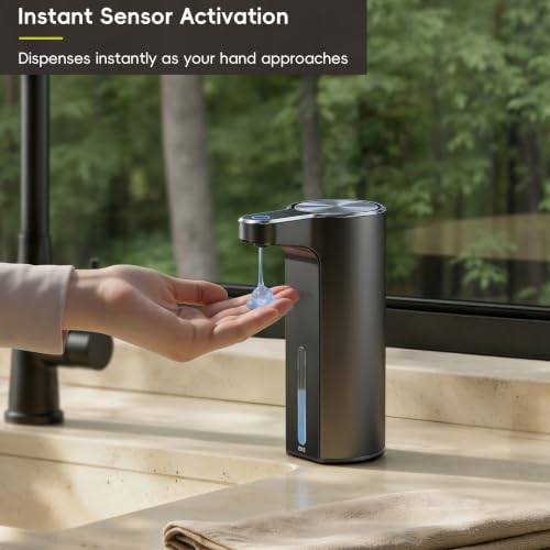 EKO Aroma Touchless Automatic Soap Dispenser for Bathroom and Kitchen, Liquid Hand Soap Dispenser, Water-Resistant and Rechargeable, 9 fl oz (Dark Grey) - color: Dark Grey, size: 9 oz (Standard Rechargeable)