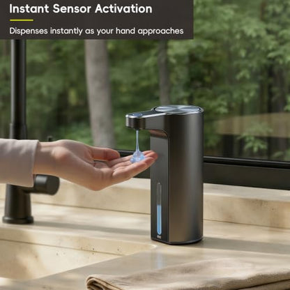 EKO Aroma Touchless Automatic Soap Dispenser for Bathroom and Kitchen, Liquid Hand Soap Dispenser, Water-Resistant and Rechargeable, 9 fl oz (Dark Grey) - color: Dark Grey, size: 9 oz (Standard Rechargeable)