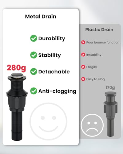 gotonovo Bathroom Vessel Sink Faucet Metal Pop Up Drain, Matte Black | Tall Bathroom Faucet 1 Hole Single Handle Modern Round Body, cUPC Water Supply Hoses, for Basin Vanity Lavatory Restroom Rv - color: Black