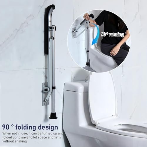 CEEBUS Toilet Grab Bar, Drop Down Bathroom Safety Support Height Adjustable, Foldable Aluminium Alloy Safety Handrail,Anti Slip Shower Assist Aid, for Elderly Pregnant Women Disabled, kk852
