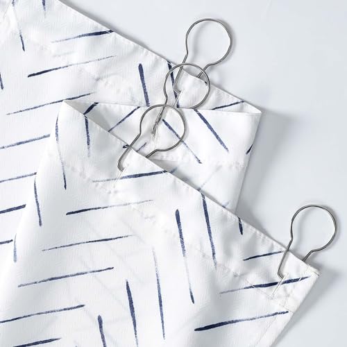 jinchan Small Stall Blue and White Shower Curtain 36x72 Inches Inky Herringbone Chevron Zig Zag Waterproof Fabric Modern Farmhouse Shower Curtains for Bathroom with 7 Hooks - color: Inky Blue, size: 36"W x 72"L (Pack of 1)