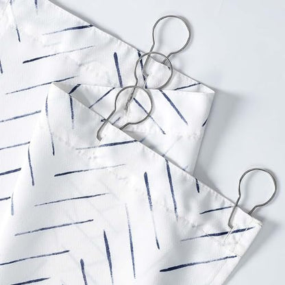 jinchan Small Stall Blue and White Shower Curtain 36x72 Inches Inky Herringbone Chevron Zig Zag Waterproof Fabric Modern Farmhouse Shower Curtains for Bathroom with 7 Hooks - color: Inky Blue, size: 36"W x 72"L (Pack of 1)