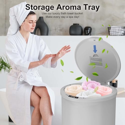 Ultra Large Capacity Towel Warmer Bucket, Rapid Heating with Timer, One-Button Digital Display Control, Safety Lock, Gifts for Him & Her, Auto Shut-Off, Fits 2 Large, Blanket, Bathrobe, Gray
