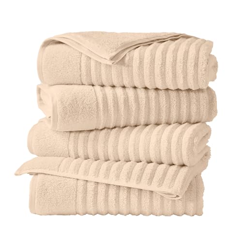 Great Bay Home 4 Pack Bath Towel Set - 100% Cotton Towels - Absorbent & Quick-Dry Towels for Bathroom (Dune) - color: Dune, size: Bath Towel (Pack of 4)