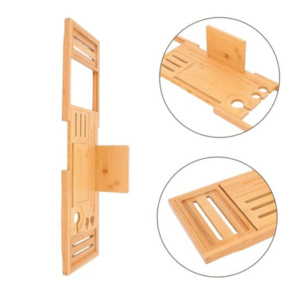 ABOOFAN 1pcs Expandable Bamboo Bathtub Tray Organizer for Soap and Shampoo Design for Bathtub Stylish and Stable Bathroom Accessory