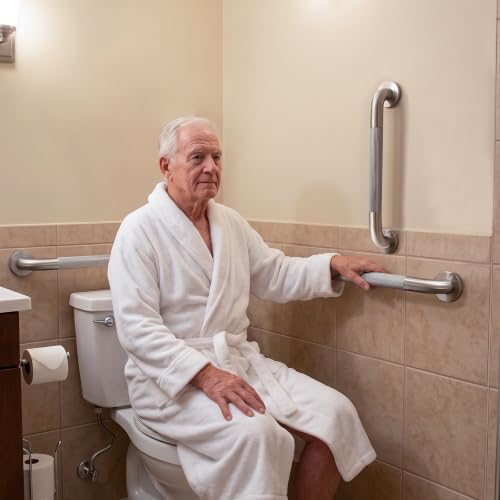 12 Inch Shower Grab Bars for Seniors, 2 Pack Brushed Nickel Stainless Steel ADA Grab Bars with 1.25'' Diameter Anti-Slip Textured Surface, Shower Safety Hand Rails for Elderly Handicapped | 1.25'' Diameter, Heavy Duty 304 Stainless Steel, Non-Slip Knurled