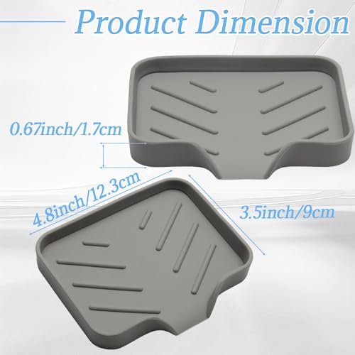 BokWin Silica Gel Soap Dish with Drain, Grey, 4.8x3.5 Inch | 1 Pack, Self Draining Soap Tray, For Shower, Bathroom and Kitchen, Sink Organizer, Bar Soap Holder - color: Grey