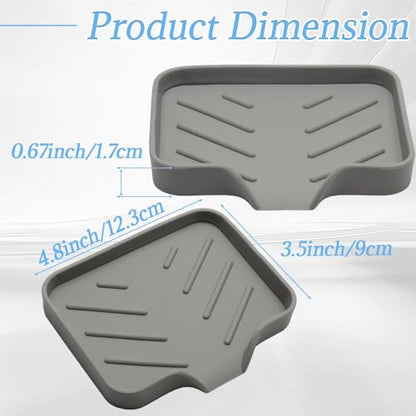 BokWin Silica Gel Soap Dish with Drain, Grey, 4.8x3.5 Inch | 1 Pack, Self Draining Soap Tray, For Shower, Bathroom and Kitchen, Sink Organizer, Bar Soap Holder - color: Grey