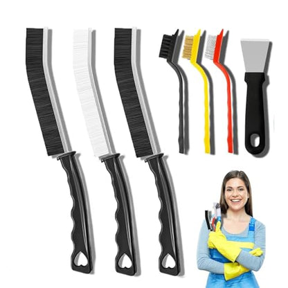 7 Pack Crevice Cleaning Brush, Household Use Multifunctional Hard Bristle Gap Cleaning Brush for for Kitchen,Bathroom, Car, Grout, Window,Tracks,Bathtub,Vehicle,Faucets,Bowl,Teapot,Cup