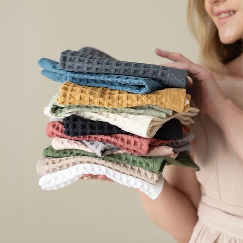 Waffle Washcloths Set of 8 Anthracite - Premium Quality 100% Turkish Cotton Face Washcloth, Soft Makeup Towel, Shower Cloth, Kitchen Towel (Anthracite, Set of 8 Washcloths) - color: Anthracite, size: Set of 8 Washcloths