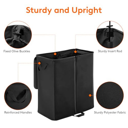 Lifewit 136L Double Laundry Hamper with Lid and Removable Laundry Bags, Large Divided Hamper, Collapsible 2 Section Laundry Basket with Handles for Bedroom, Bathroom, College Dorm, Laundry Room, Black - color: Black