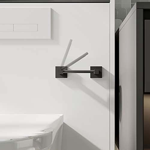 Ruacq Toilet Paper Holder Matte Black Double Post Pivoting Square Tissue Holders Roll Holder Hangers Toilet Paper Stand Stainless Steel and Zinc Alloy Modern Wall Mounted - color: Matte Black, size: Square