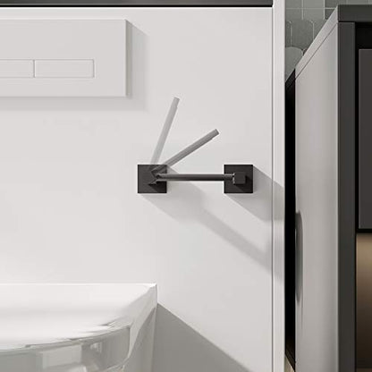Ruacq Toilet Paper Holder Matte Black Double Post Pivoting Square Tissue Holders Roll Holder Hangers Toilet Paper Stand Stainless Steel and Zinc Alloy Modern Wall Mounted - color: Matte Black, size: Square