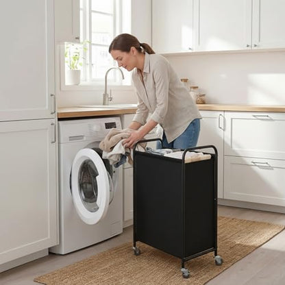 GRANNY SAYS Laundry Hamper, Large Cart with Wheels and Handles, Black, 110L - color: Black, size: 110L
