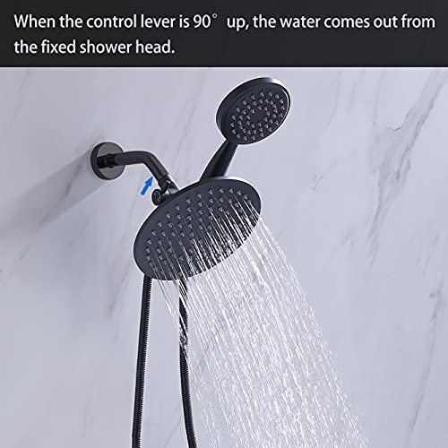 G-Promise Solid Metal Shower Arm Diverter with Handshower Mount, 70 Inch Stainless Steel Long Shower Hose, Flexible and Tangle-Free, for Shower and Pet Shower, Clean Bathroom Corners (Matte Black)