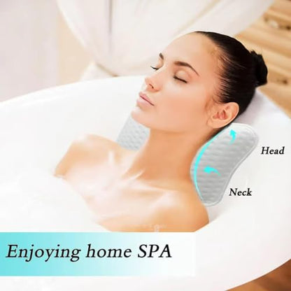 Bath Pillow for Tub – Neck Support Pillow | White Bathtub Pillow with 2 Strong Suction Cups, Ideal for Hot Tubs & Relaxing Baths