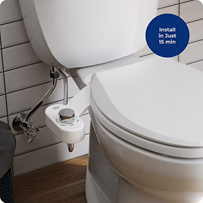 Squatty Potty Refresh-it Dual Stream Fresh Water Toilet Bidet Non Electric | Seat Attachment - Non Electric - with Adjustable water Pressure and Front and back washing Adjustments