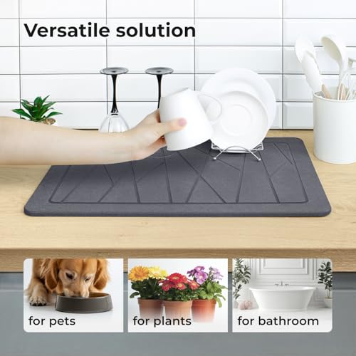 Grey Bath Mat - Stone Mat Bathroom - Shower Floor Mat Non Slip - Diatomaceous Earth Mat - Alfombra De Piedra para Baño (Gray) - color: Grey