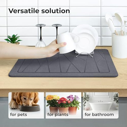 Grey Bath Mat - Stone Mat Bathroom - Shower Floor Mat Non Slip - Diatomaceous Earth Mat - Alfombra De Piedra para Baño (Gray) - color: Grey