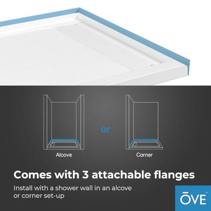OVE Decors 54x32" Shower Base, White - size: 54 x 32, style: Side Drain