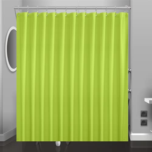 Lime Green Plastic Shower Curtain Or Liner, 72x72 Inch Lightweight Plastic Bathroom Shower Showroom Inner Curtain with Rustproof Metal Grommet Holes and Weighted Magnets - color: E02-fresh Green, size: 72"W x 72"L (Pack of 1)