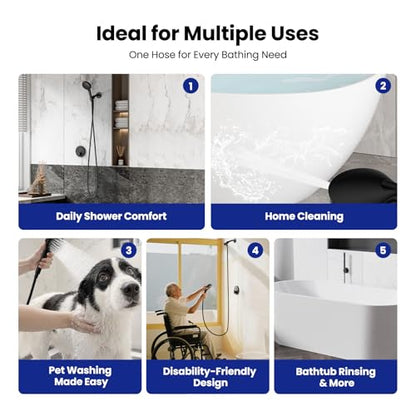 JOMOO Shower Hose, 99 Inch Extra Long Handheld Shower Hose Extension Flexible Stainless Steel Flexible Shower Head Sprayer Hose Attachment, Matte Black - color: Matte Black, size: 99 Inch