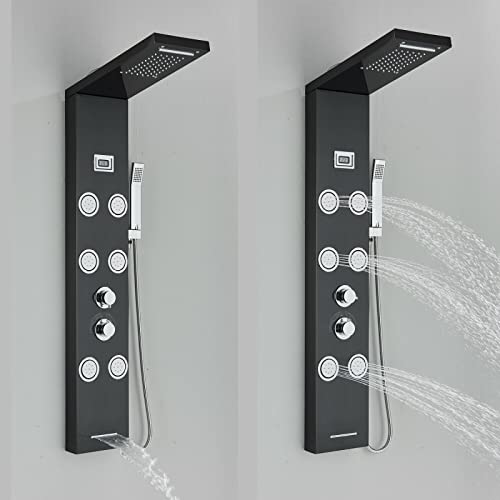 Stainless Steel Shower Panel Tower Rain Waterfall Massage Body Jet System Spray